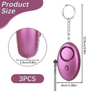 MXTIMWAN 3 Pezzi Allarme Tascabile, Portachiavi Donna con Luce LED, 140dB... - immagine 2