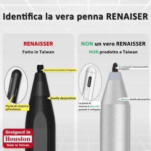 RENAISSER Raphael 520C Penna Stilo per Surface, Ricarica USB-C, Made in Nero - immagine 3